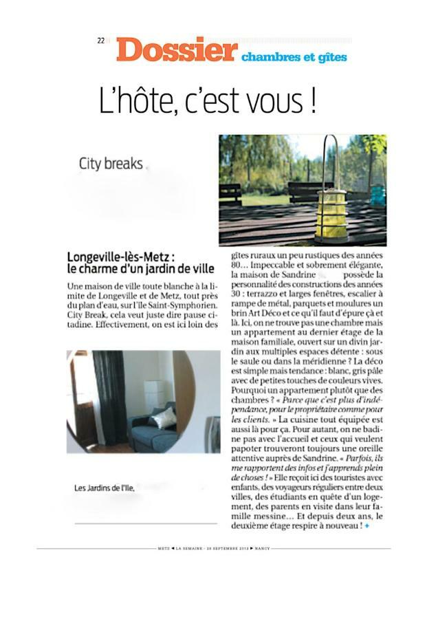 Les Jardins De L'Ile Lägenhet Longeville-les-Metz Exteriör bild